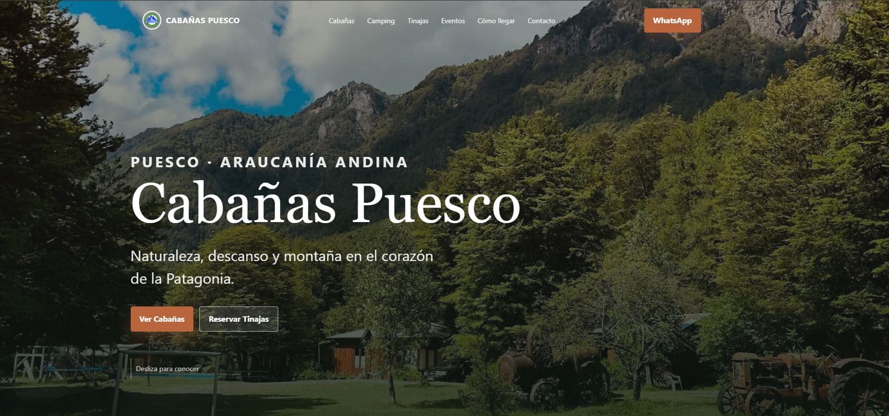 Sitio web real de Cabañas Puesco